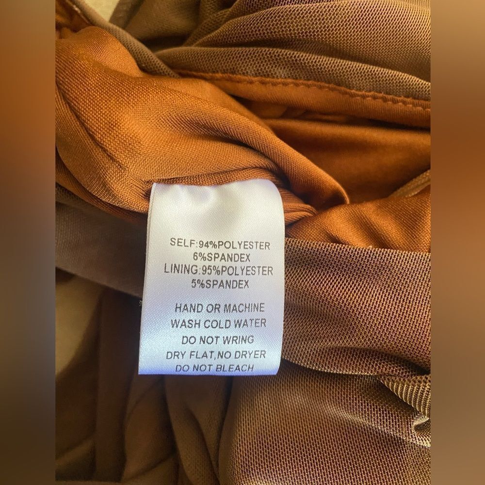Fashion Nova Kristen Mesh Maxi Dress Brown Mesh Long Sleeve Sz Large NWT - Picture 14 of 14